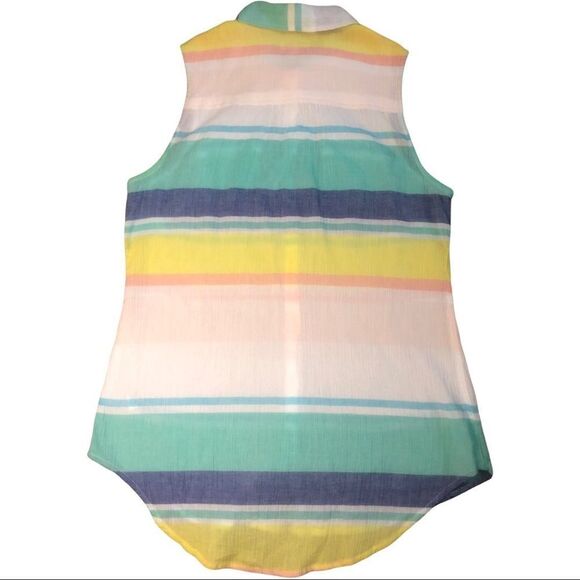 Merona size large sleeveless pastel striped collar top 0106 - Picture 5 of 5
